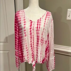 INC International Concepts Pink Tie-Dye Blouse, NWT, XL